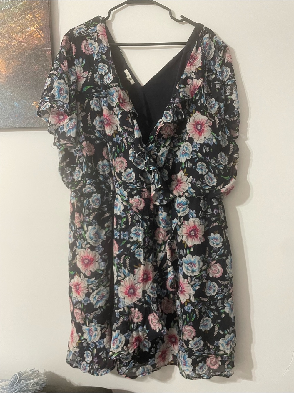 Maurices black floral dress with tie waist #floral #dress